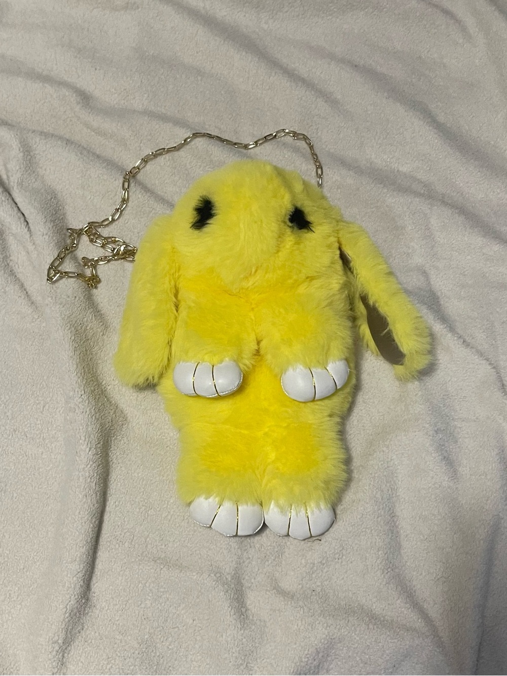 Yellow Plush Small Pet Toy with Gold Chain